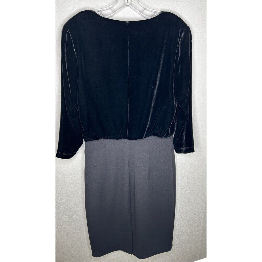 Badgley Mischka Dress Size 4 Black Velvet Tie Front Body Con Scuba Skirt Party - Picture 2 of 9